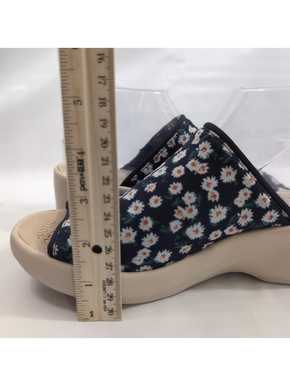 Bzees Navy Floral Slip-On Wedge Sandals with Cream Sole - Picture 8 of 9